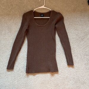 MATERNITY Brown Ribbed Crew Neck Sweater